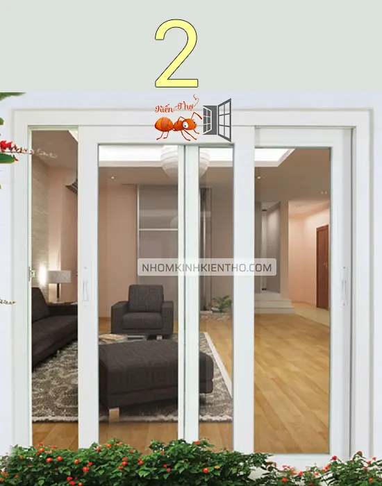 CỬA ĐI MỞ TRƯỢT 2 CÁNH NHÔM XINGFA QUẢNG ĐÔNG CHÍNH HÃNG
