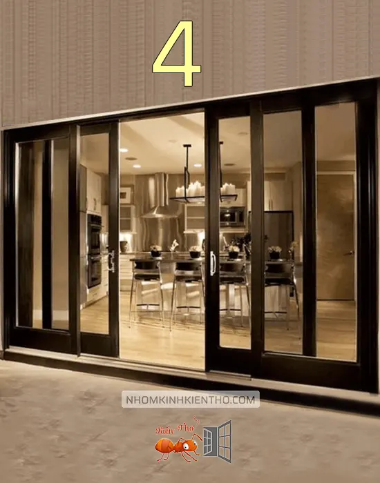 CỬA ĐI MỞ trượt 4 CÁNH NHÔM XINGFA QUẢNG ĐÔNG CHÍNH HÃNG